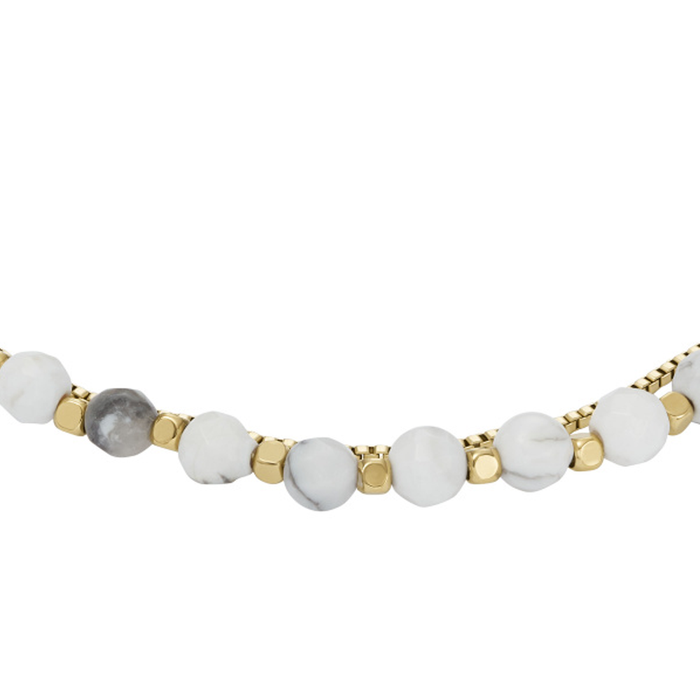 Fossil All Stacked Up Howlite Chain Beaded Bracelet