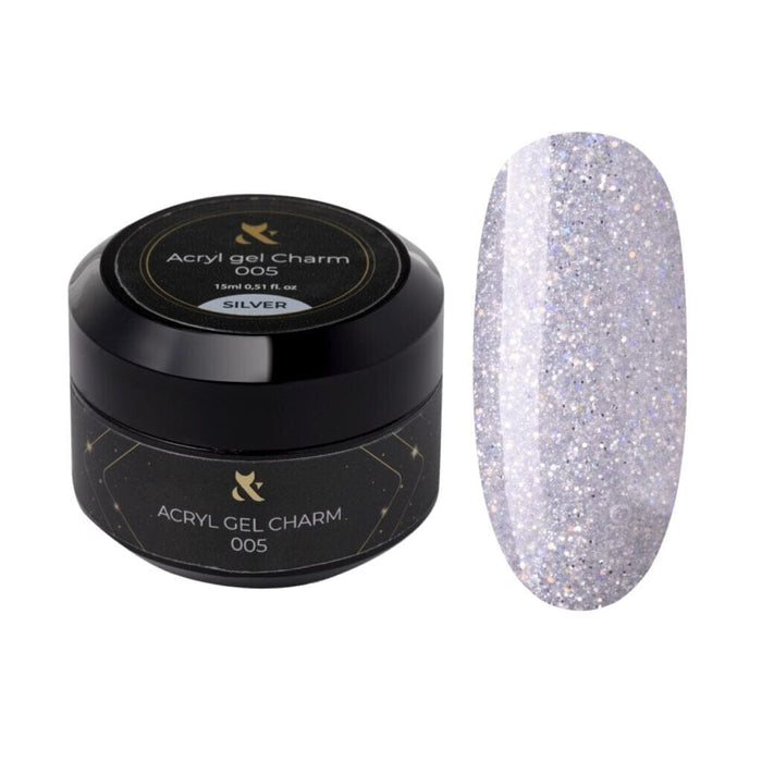 F.O.X Acryl Gel Charm 005, Silver, 15 ml Acryl Gel F.O.X