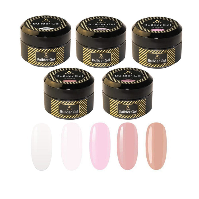 F.O.X Builder Gel (thick viscosity Hard Gel) – Set of 5, 30 ml Bulk sets F.O.X