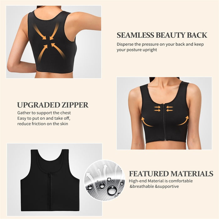 Front Zipper Slimming Tank Top Shapewear Women’s Flat Belly Bra & Waist Trainer Corset