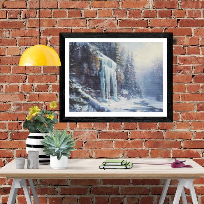 Frozen Waterfall in a Forest