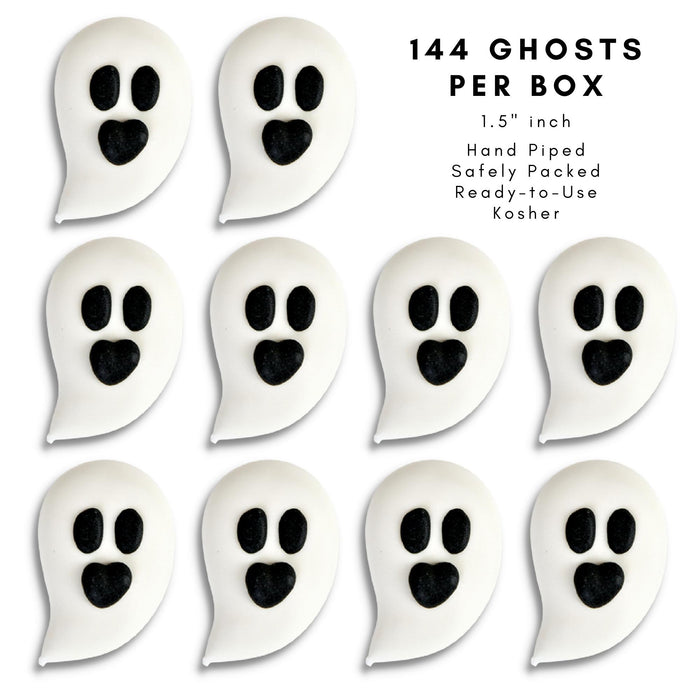 Ghost Royal Icing Toppers Edible Decoration for decorating Halloween Chocolates, Candy, Cupcakes, Cakes, and more. Edible cake decoration for decorating your own desserts. Caljava
