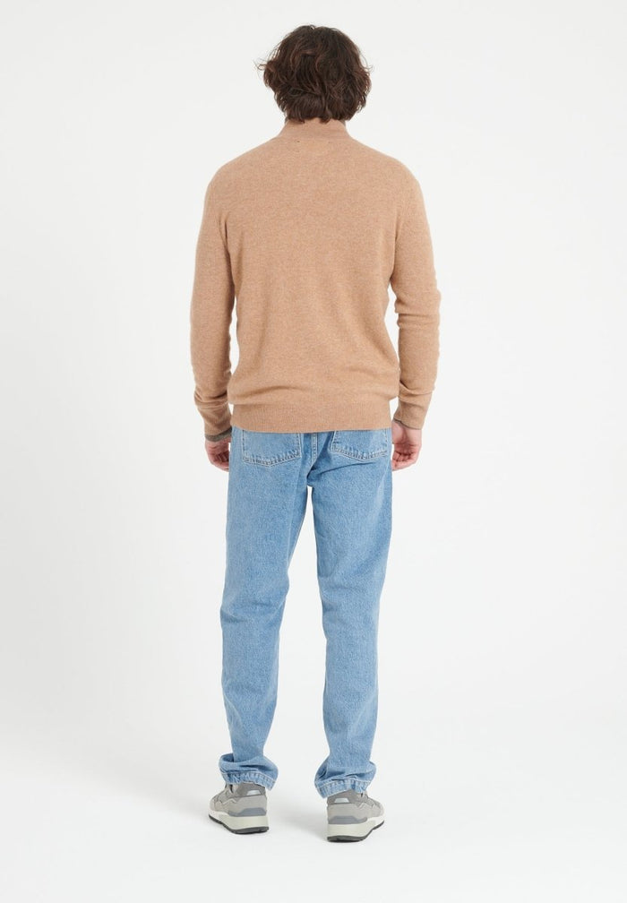 LUKE 8 Gilet zippé en cachemire camel