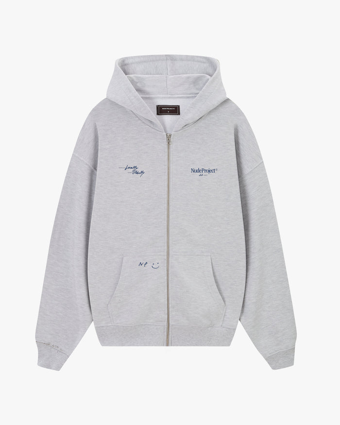 Global Soon Zip-Up Hoodie Grey