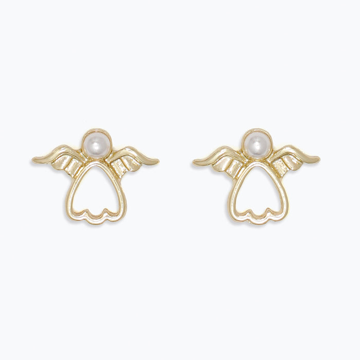 Gold Angel Pearl Earrings