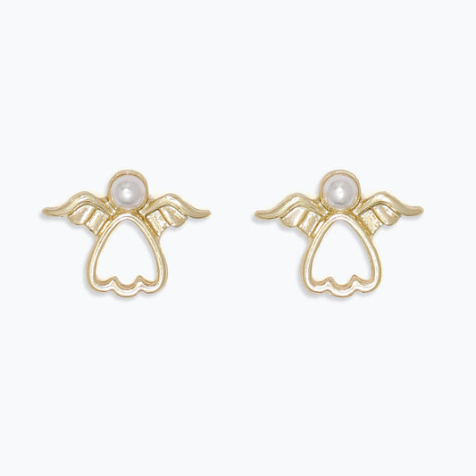 Gold Angel Pearl Earrings