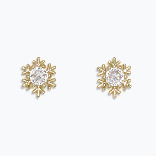 Gold Snowflake with CZ Earrings