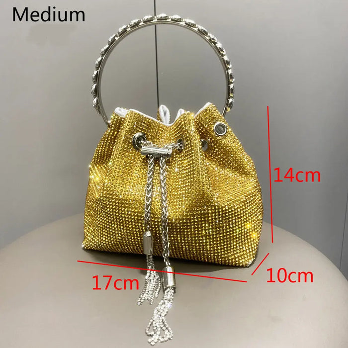 Sparkling Diamond Rhinestone Potli Bucket Bags fashionnsio