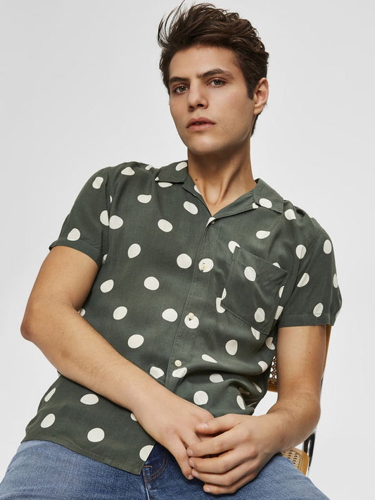 Green Polka Dot Short Sleeves Shirt