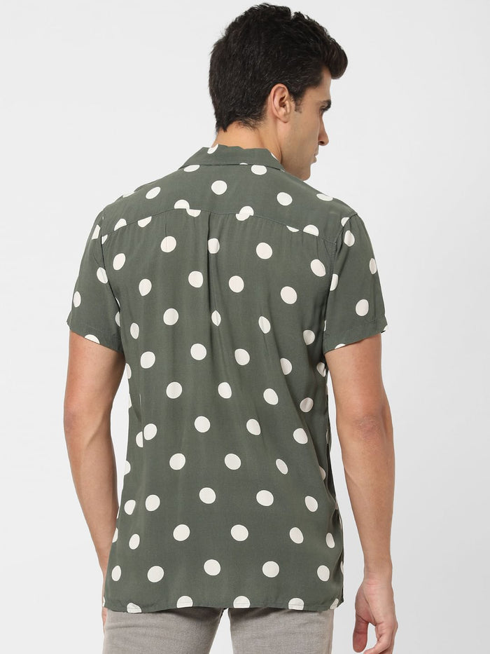 Green Polka Dot Short Sleeves Shirt