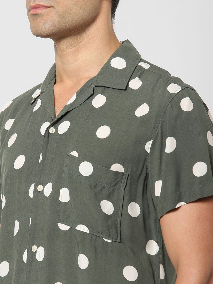 Green Polka Dot Short Sleeves Shirt