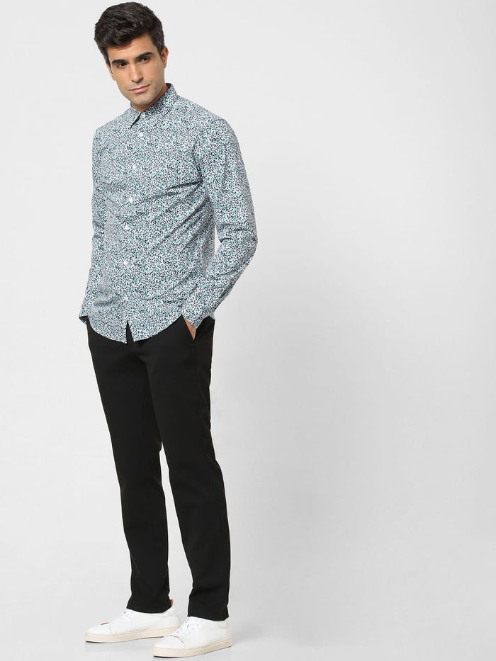 Green Printed Full Sleeves Shirt