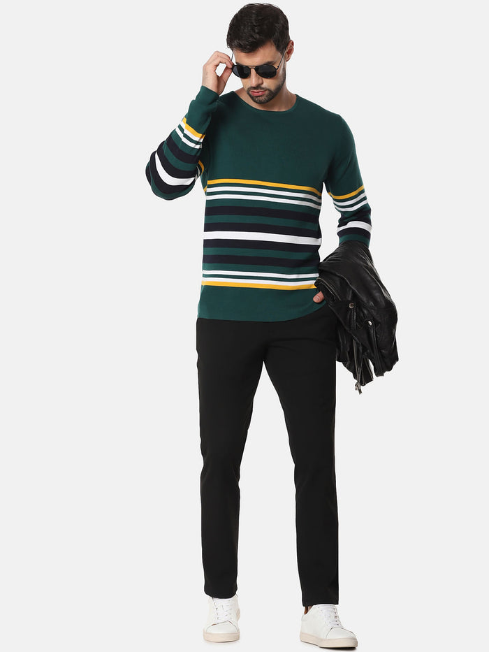 Green Striped Pullover