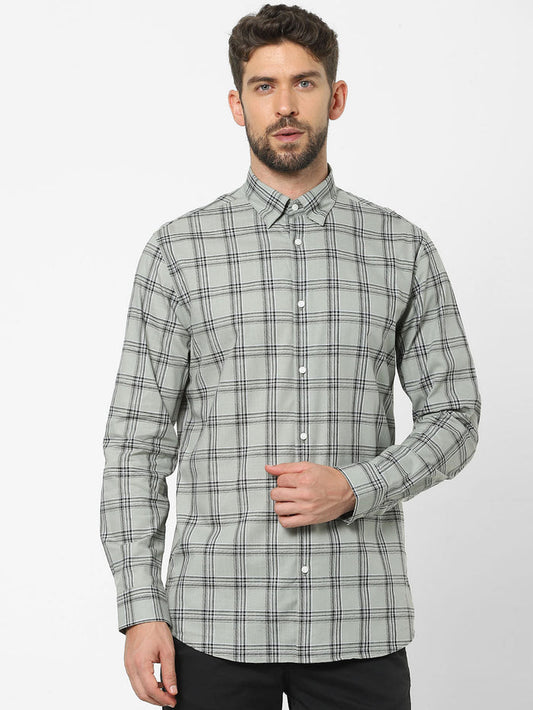 Grey Check Full Sleeves Shirt