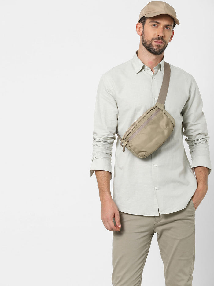 Grey Linen Blend Full Sleeves Shirt