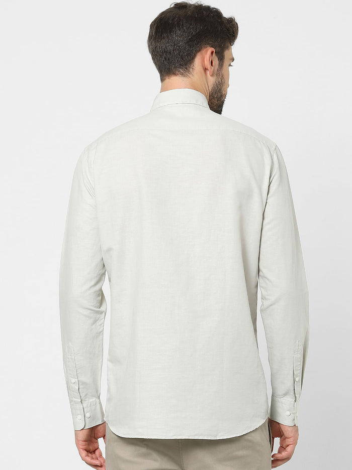 Grey Linen Blend Full Sleeves Shirt
