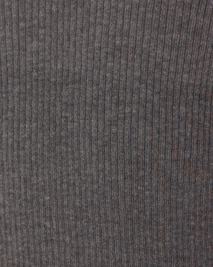 Grey Ribbed High Neck Pullover