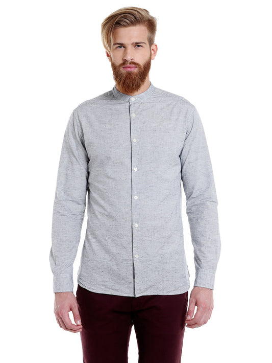 Grey Slim Fit Full Sleeves Shirt