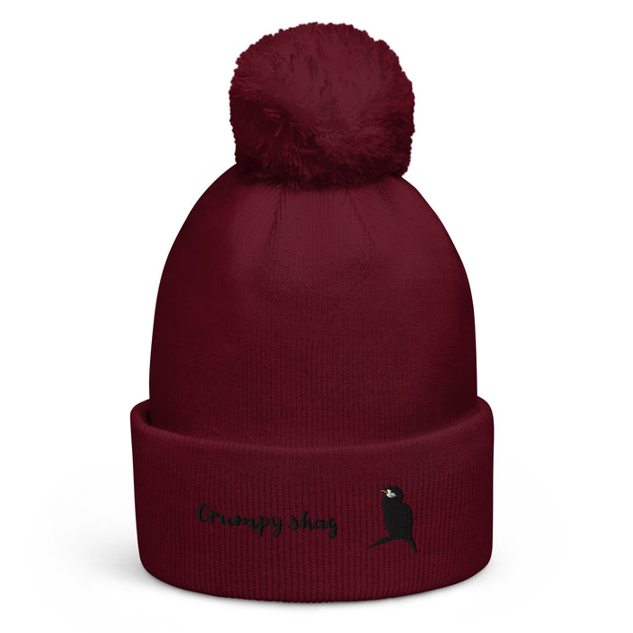 Grumpy shag double layer Pom pom beanie