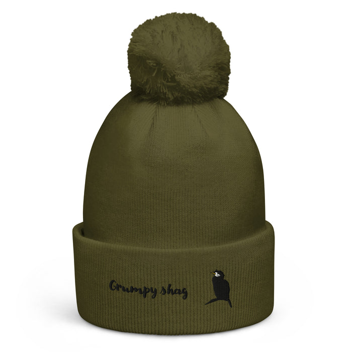 Grumpy shag double layer Pom pom beanie