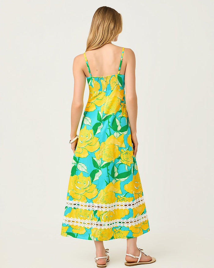 Lilly Pulitzer - Haliey Midi Dress - Blue Curacao Rose Bud
