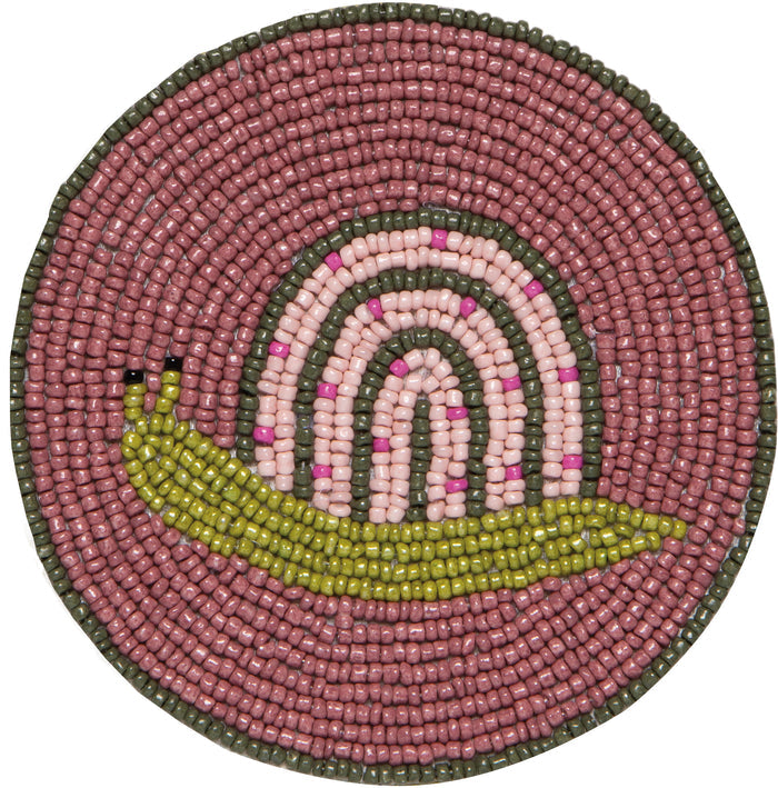 Hand-Beaded Gardenland Snails Coasters (Set of 4)