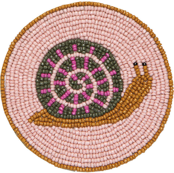 Hand-Beaded Gardenland Snails Coasters (Set of 4)