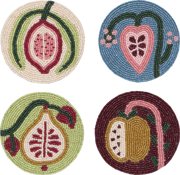 Hand-Beaded Pome Coasters (Set of 4)