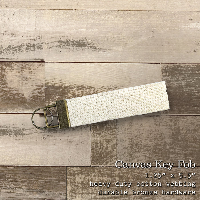 Hand Drawn Fish w/ City, State - Custom Canvas Key Fob