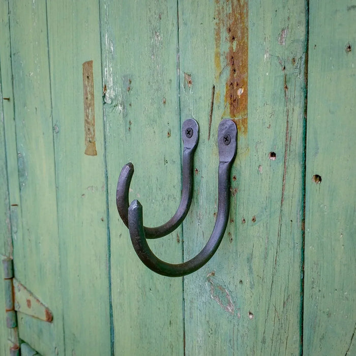 Hand Forged heavy duty thumbprint J Hooks - Old West Iron