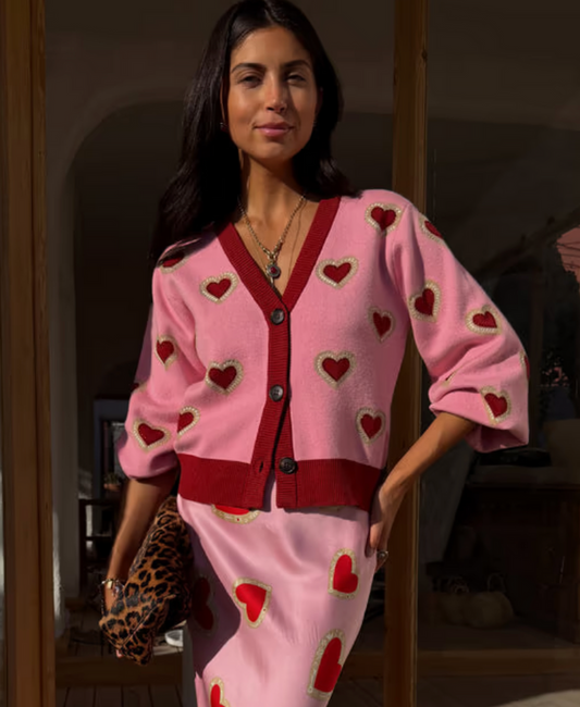 Hearts Cardigan Pink