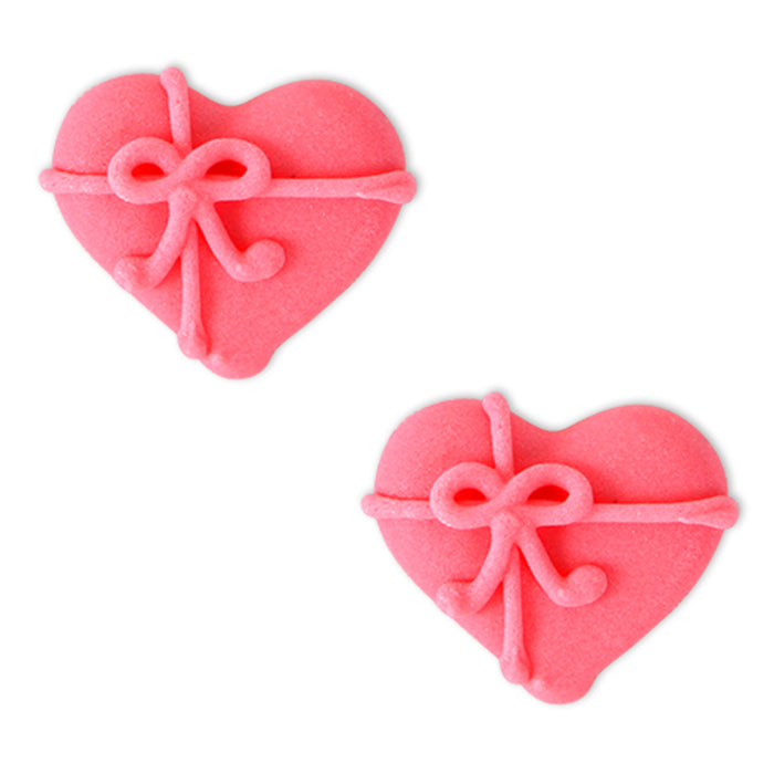 Hearts w/ Bow Royal Icing Decorations (Bulk)