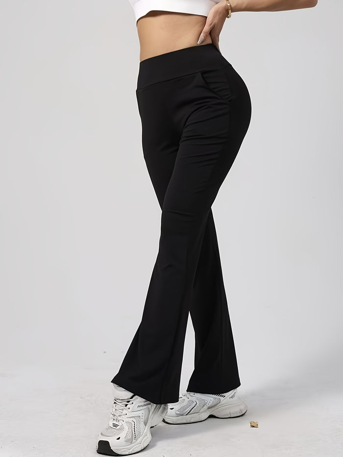 High-Waisted Flare Athletic Pants with Pockets
