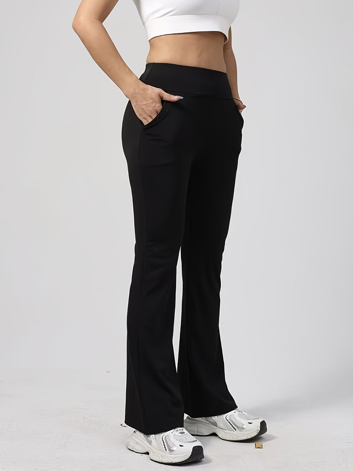 High-Waisted Flare Athletic Pants with Pockets