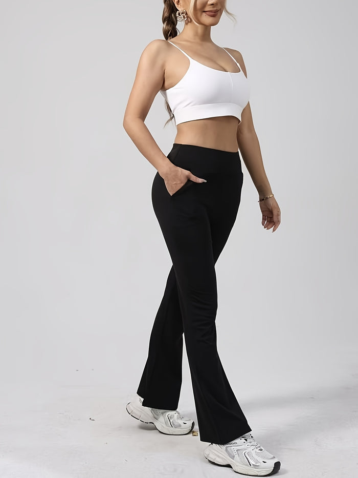 High-Waisted Flare Athletic Pants with Pockets
