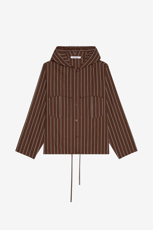 HOODED SHIRT STRIPED 42 / DK BROWN