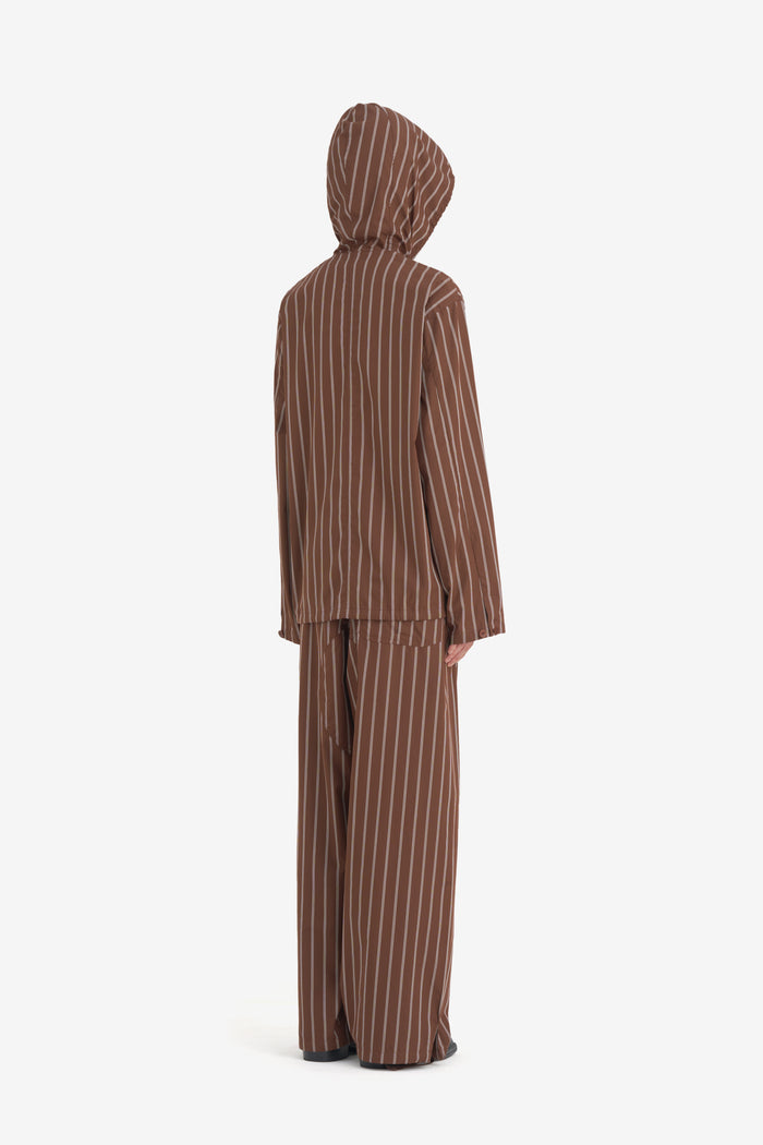 HOODED SHIRT STRIPED 42 / DK BROWN