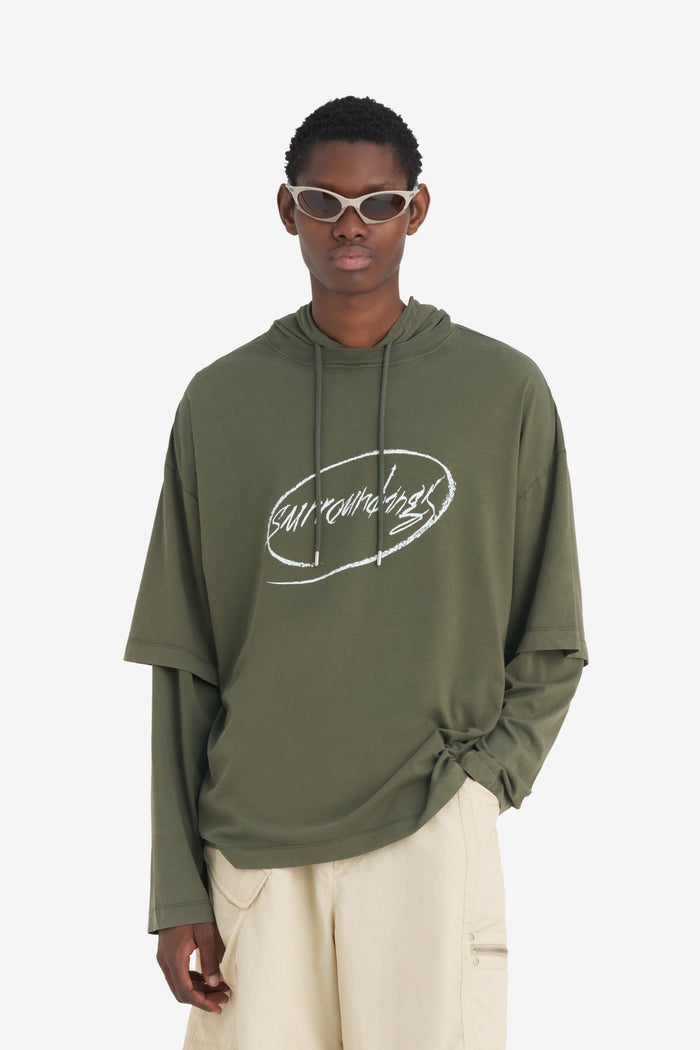 HOODED TS SURROUNDINGS XXS / DK GREEN
