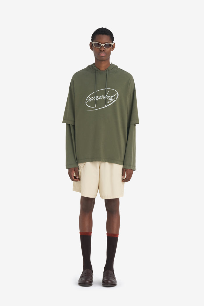 HOODED TS SURROUNDINGS XXS / DK GREEN