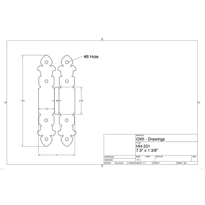 IN STOCK Spanish Cathedral Iron Hinge