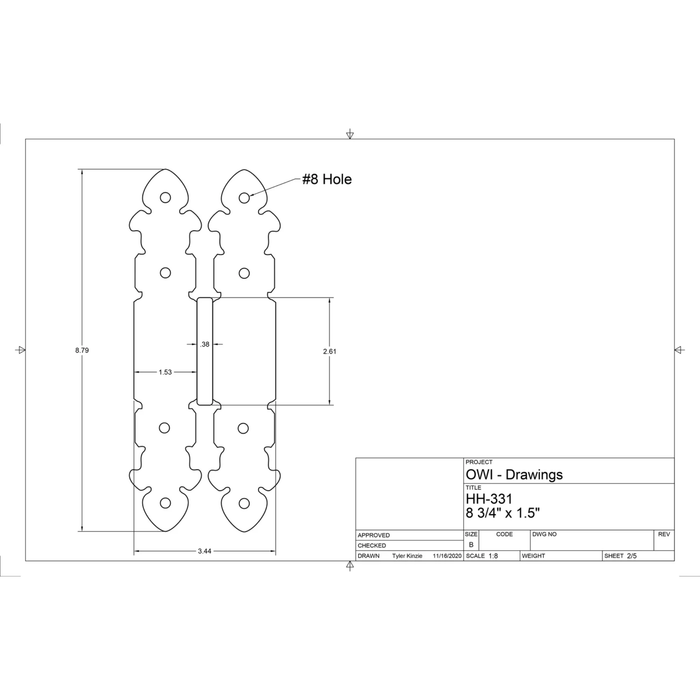 IN STOCK Spanish Cathedral Iron Hinge