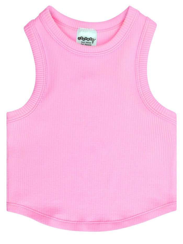 Iscream - Ribbed Cropped Racer Back Top - Rose (Final Sale)