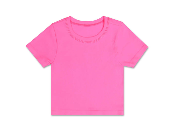 Iscream - Ribbed Short Sleeve Shirt - Bright Pink