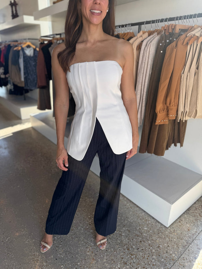 The Favorite Pant Petite Navy Pinstripe - Amor Lafayette