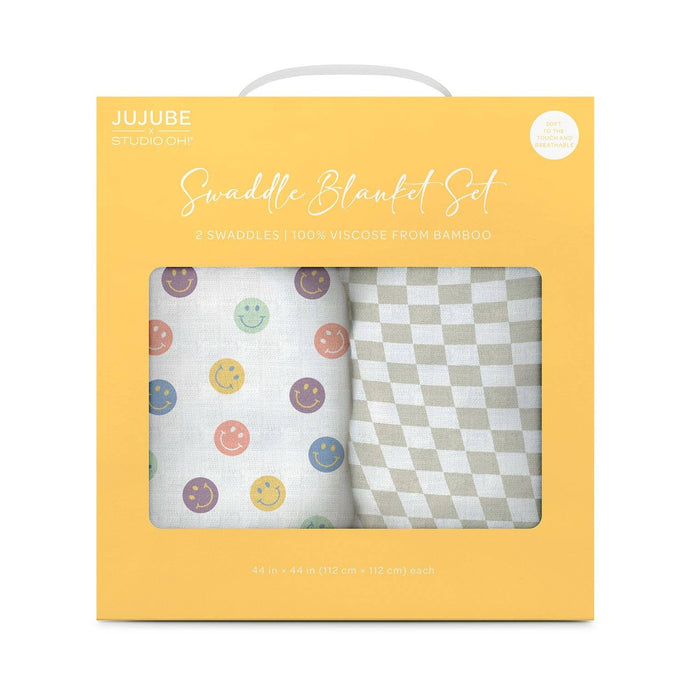 JuJuBe - Swaddle Blanket Set - Happy Baby Vibes