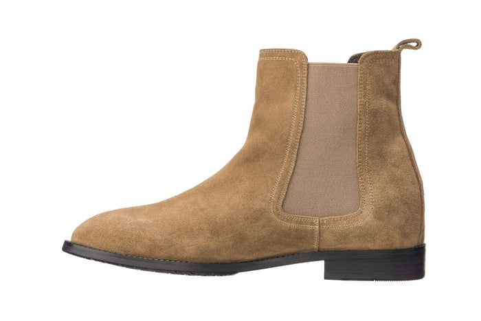 Khaki Brown Suede Chelsea Boot - 2.9 Inches Taller - SARTORO