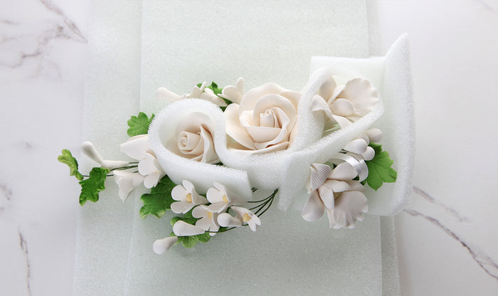 Large Tea Rose Spray - White (Single)