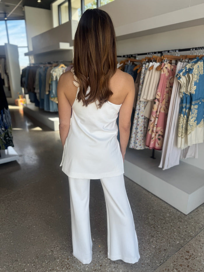 Leaf Embroidered Tunic & Pant Set - Amor Lafayette