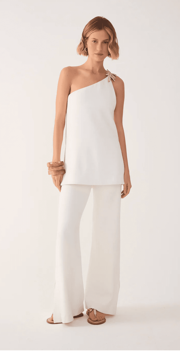 Leaf Embroidered Tunic & Pant Set - Amor Lafayette