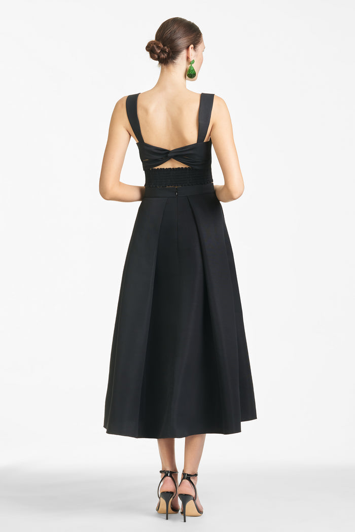 LEIGHTON BLACK FAILLE TEA LENGTH SKIRT